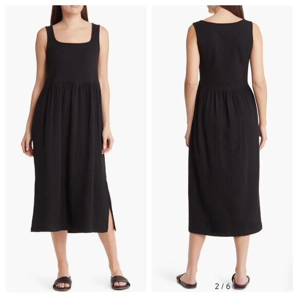 🍁 NWT Madewell Mixed Media Tank Dress NK516 Minimalist Small Black - Picture 1 of 9